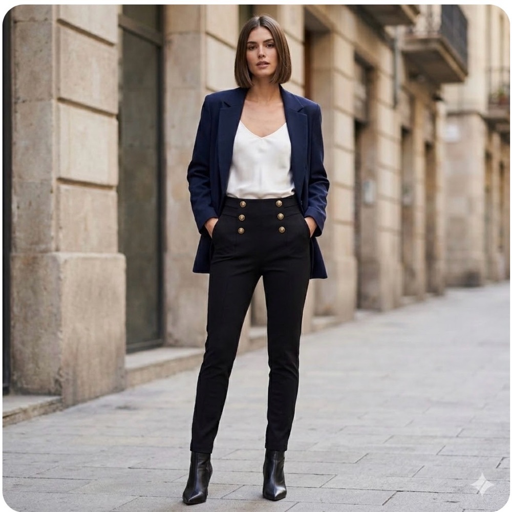 💣 CALZEDONIA Gold Button High Rise Leggings 💣 Snatched XL **